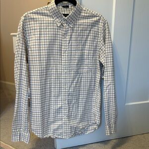J. Crew White and Blue Checkered Shirt